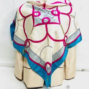 The Celine Paris Silk Scarf is a luxurious  colorful floral pattern in shades of